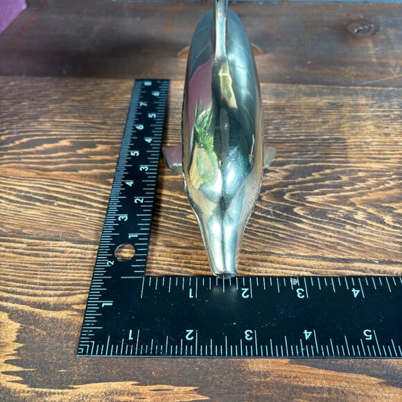 Vintage Brass Dolphin Figurine Nautical Coastal Decor for Shelf Display - Picture 16 of 17